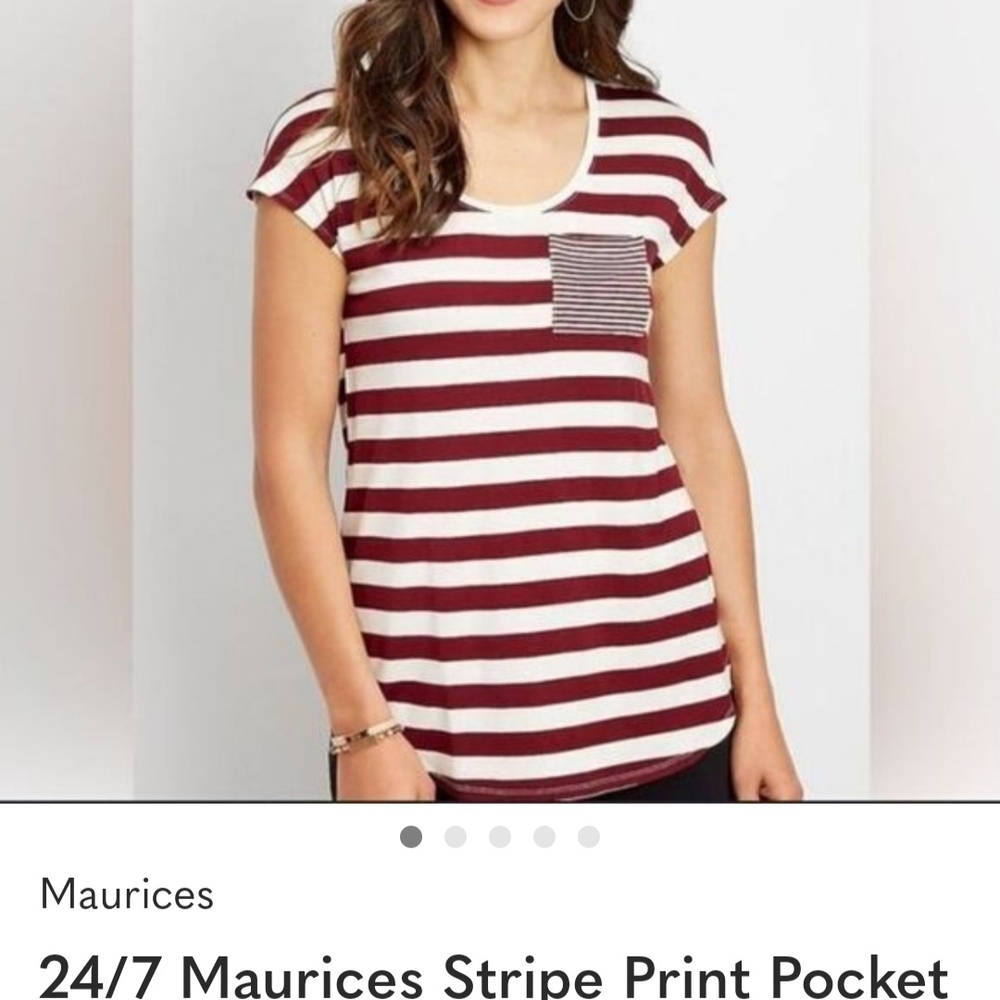 Maurices Burgundy and White Striped Top
